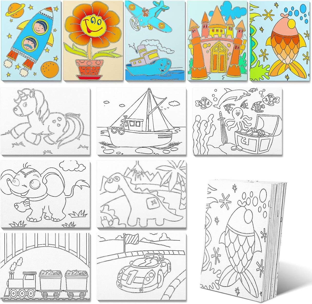 24 Pcs Pre Drawn Canvas for Painting for Kids Adults (White) 7.8 x 5.83 x 0.04 inches